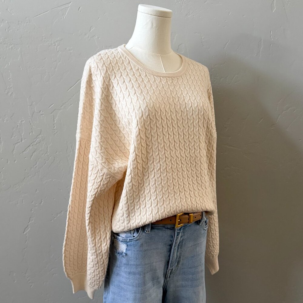 Philosophy Baby Cable Knit Pullover Sweater Ivory Crew Neck Balloon M NWT